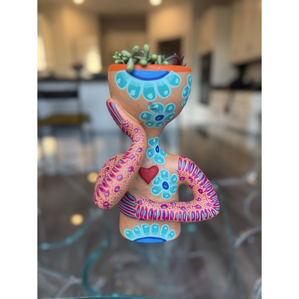 Signed The Original Pothead‎ Planter Handpainted 9.5" Ceramic Terracotta Planter